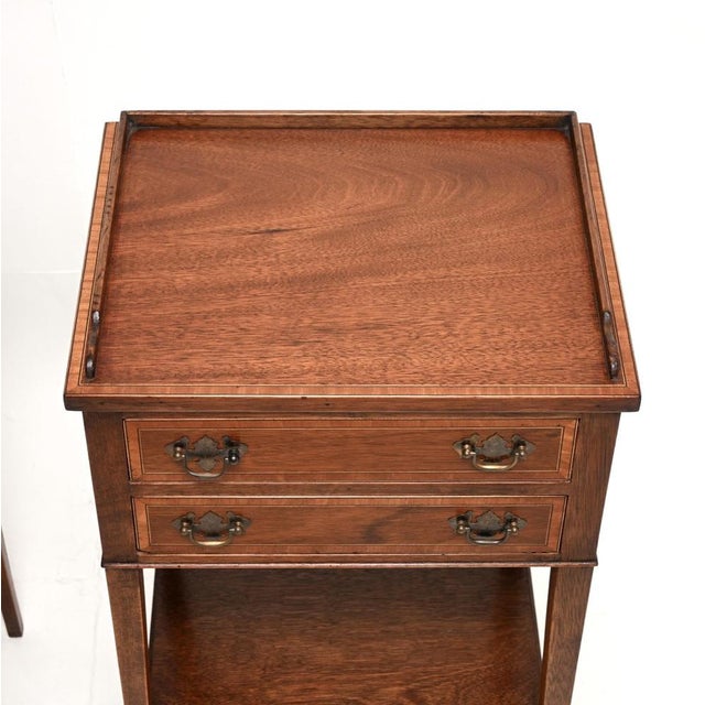 Wood Antique Mahogany Bedside Cabinets, 1920s, Set of 2 For Sale - Image 7 of 11
