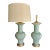 Pair Chinese Celadon Green Relief Porcelain Table Lamps For Sale