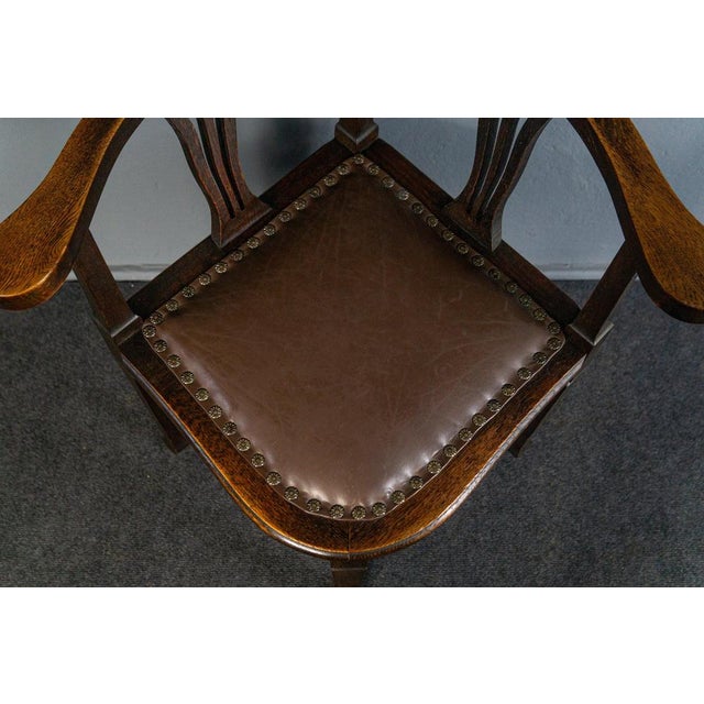 Vintage Armchair in Leatherette and Oak For Sale - Image 9 of 13