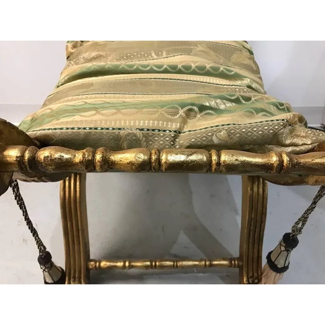 Late 20th Century Giltwood Bench with Pillow and Nailheads For Sale - Image 4 of 8