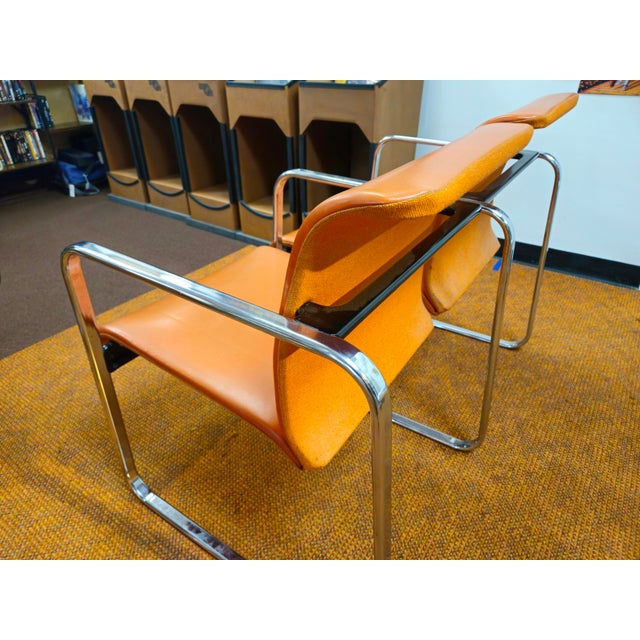 Mid Century Modern Attributed to Peter Protzman for Herman Miller Orange Modular Chair Set For Sale - Image 9 of 10