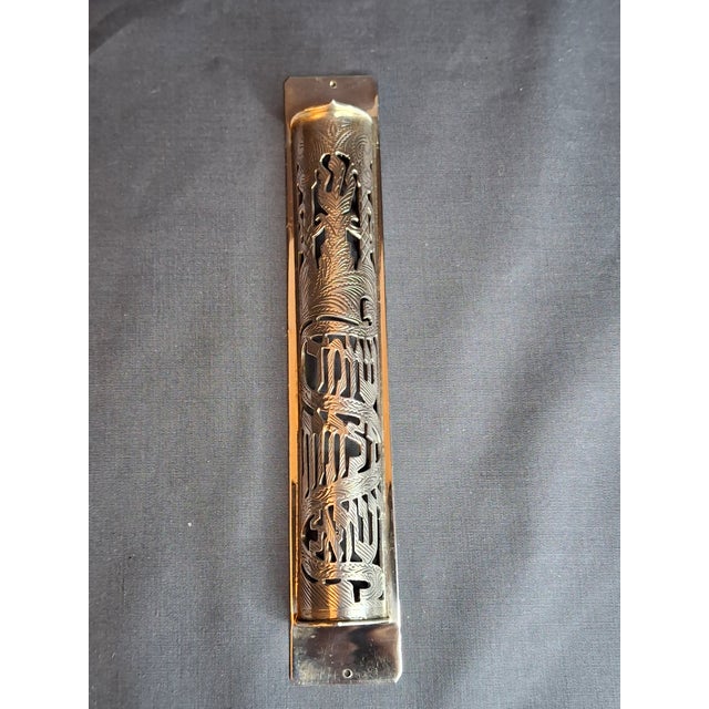 Vintage Netafim Israel Sterling Silver Mezuzah Case Openwork Scrollwork Large 6" For Sale - Image 4 of 11