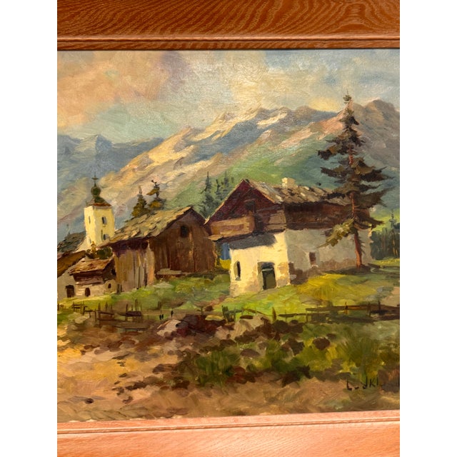 Green J. K. Mountain Village Oil Painting, Framed For Sale - Image 8 of 12