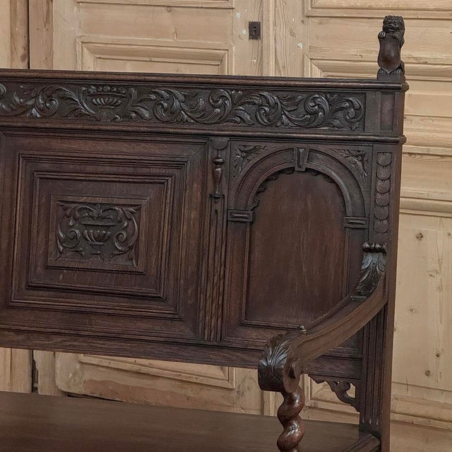 A 19th Century Dutch Carved Oak Renaissance Revival Hall Bench For Sale - Image 11 of 18