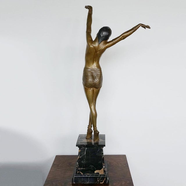 Ivory Demetre Chiparus, Art Deco Egyptian Dancer, 1920s-1940s, Bronze & Marble For Sale - Image 8 of 14