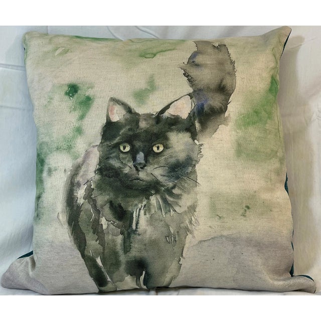 16" Square Decorative Pillow Decorated With A Cuddly Black Cat Portrait - Made in the U K Measures 16" X 6" X 16" This...