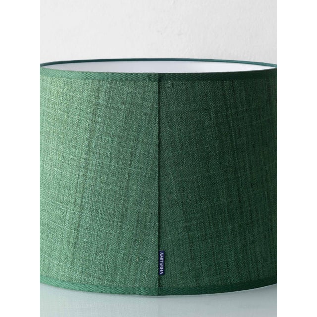 Mid-20th Century Spanish Revival Green Ceramic Table Lamp with Silk Shade, 1970s For Sale - Image 16 of 18