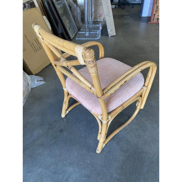 Rattan 2-Strand X-Back Lounge Chair With Streamline Speed Arms For Sale - Image 4 of 13