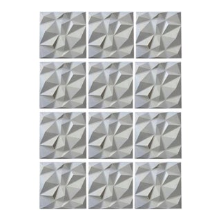 Sculptural Geometric 3d Wall Art Panels, Set of 12 For Sale