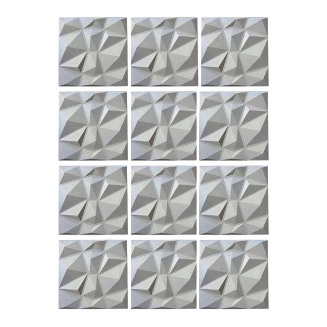 Sculptural Geometric 3d Wall Art Panels, Set of 12 For Sale