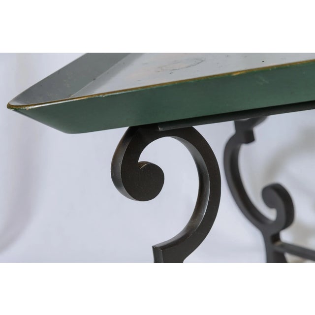 Green Tole Tray Top Coffee Table by Maison Ramsay, France For Sale - Image 10 of 12