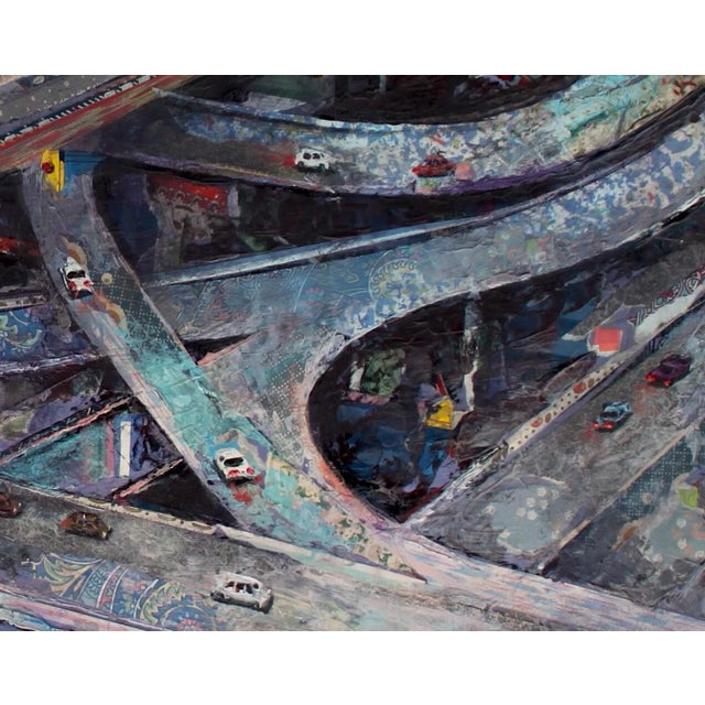 Early 21st Century A Level of Organization by Josh George | Mixed media on wood panel Cityscape with highways and buildings For Sale - Image 5 of 5