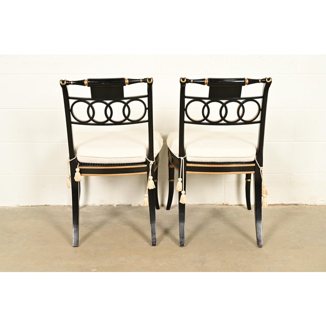 Baker Furniture Historic Charleston Regency Ebonized and Gold Gilt Dining Chairs, Set of Four For Sale - Image 13 of 16