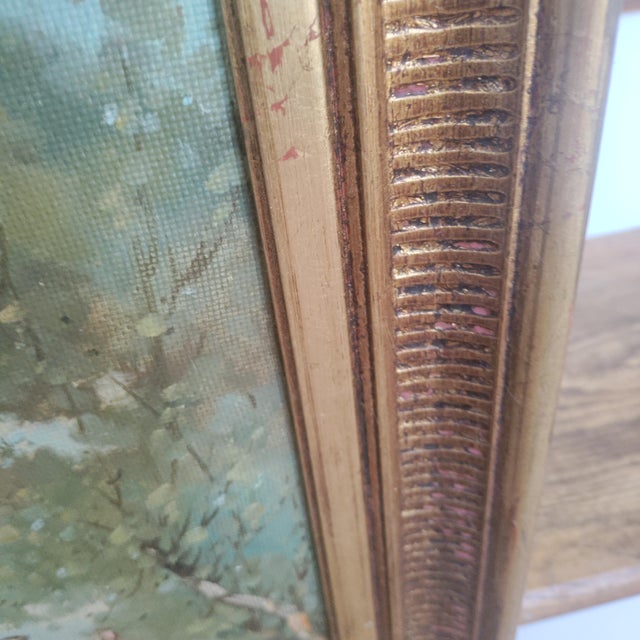 Paint 1920's Listed Artist Walter Wurst Landscape O/B Original Gold Gilt Lemon Scoop Frame. For Sale - Image 7 of 7