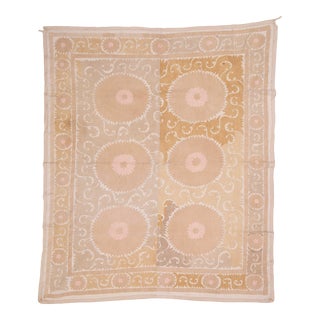 1960s Neutral Suzani From Samarkand Uzbekistan For Sale