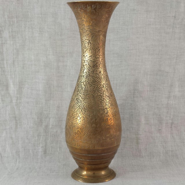 Etched Solid Brass Vase Chairish