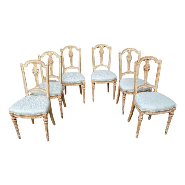 A Set of Six Late 19th Century Louis XVI Style Dining Chairs For Sale