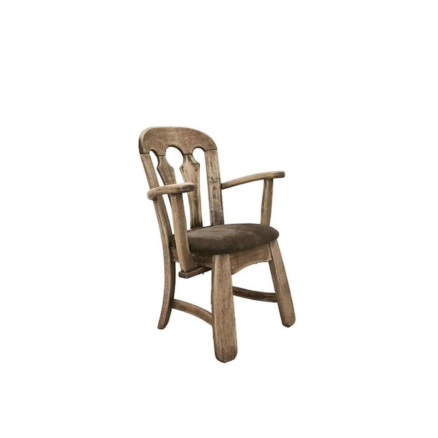 Dutch Brutalist Oak Armchair with Leather Seat, 1970s For Sale - Image 16 of 16