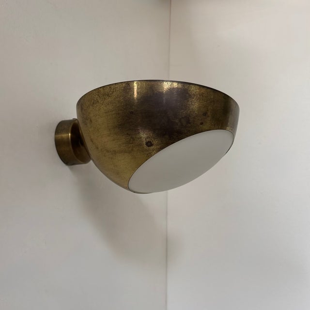 Vintage Brass and Glass Wall Lights, Italy, 1960, Set of 2 For Sale - Image 9 of 11