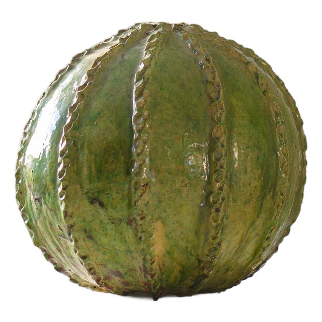 Tamegroute Green Glazed Ceramic Sphere | One of a Kind For Sale