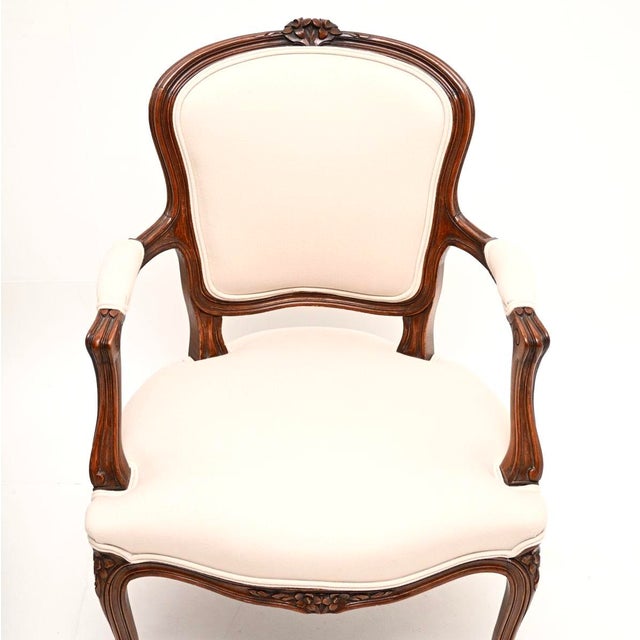 Antique French Walnut Salon Armchairs, 1930, Set of 2 For Sale - Image 6 of 11