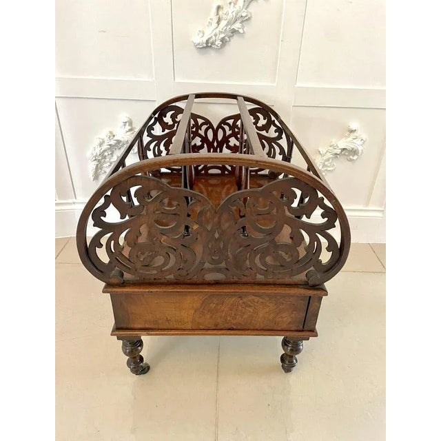 Wood Large Victorian Freestanding Burr Walnut Canterbury, 1850s For Sale - Image 7 of 12