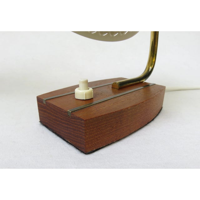 Beige Brass Teak Bedside Table Lights, 1950s, Set of 2 For Sale - Image 18 of 18