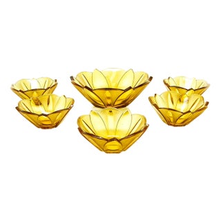 Art Deco Glass Bowls from Moser, Former Czechoslovakia, 1930s, Set of 7 For Sale