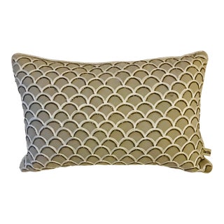 Early 21st Century Dove Grey Beaded Linen Art Deco Inspired Pillow For Sale