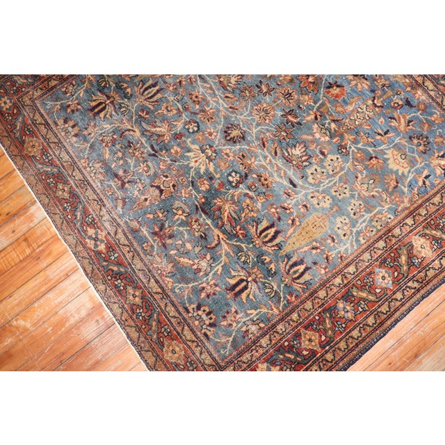 Early 20th Century Blue Square Sarouk Farahan Small Rug - 3'11" x 4'3" For Sale In New York - Image 6 of 9