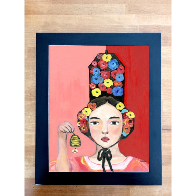 House Hat, Gaia, Mid Century Modern Impressionist Portrait Oil Painting For Sale - Image 4 of 7
