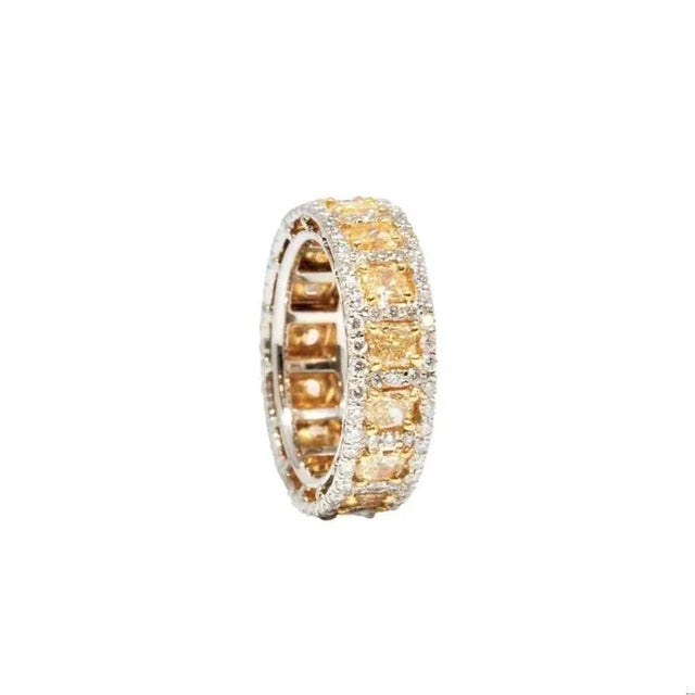 4.17 Ct Natural Yellow Diamond Eternity Band Size 6.5 For Sale In Chicago - Image 6 of 7