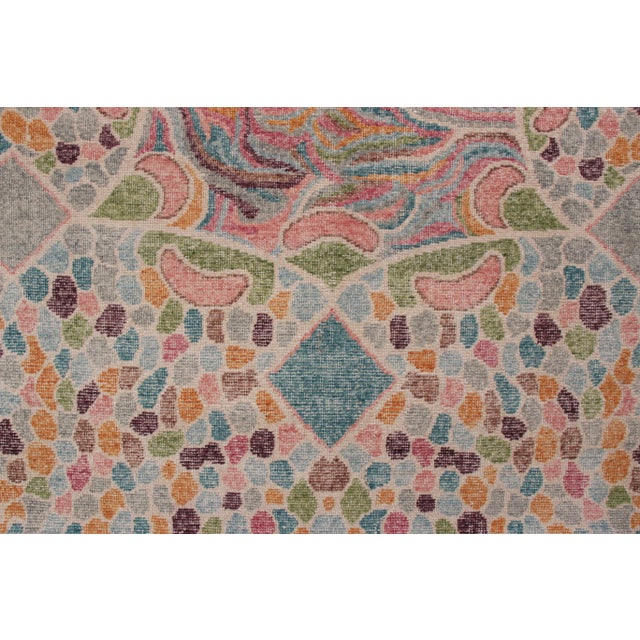 2010s Rug & Kilim’s Distressed Style Modern Rug in Blue Geometric Pattern For Sale - Image 5 of 7