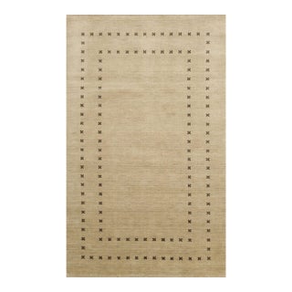 6x9 Jasmine Alluring Beige Solid Open Modern Handmade Wool Carpet Rug For Sale