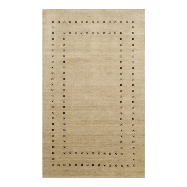 6x9 Jasmine Alluring Beige Solid Open Modern Handmade Wool Carpet Rug For Sale