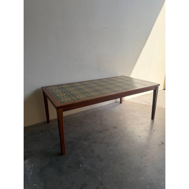 Mid-Century Modern Danish Modern Teak Coffee Table With Tile Top – Mid Century Scandinavian Vintage Table For Sale - Image 3 of 7