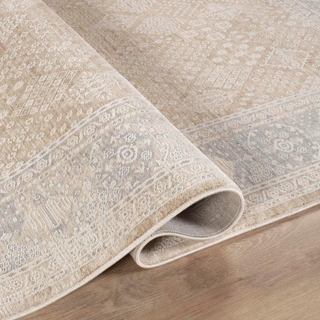 Transitional Pasargad Home Eterna Beige Polyester Area Rug- 3'11'' X 5' 9'' For Sale - Image 3 of 9