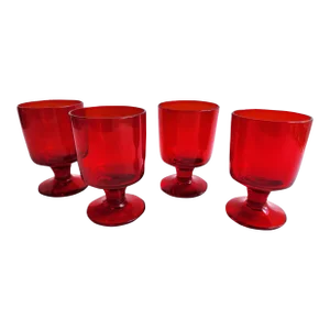 Vintage Pueblo Ruby Wine Glasses by Morgantown, Set of 4