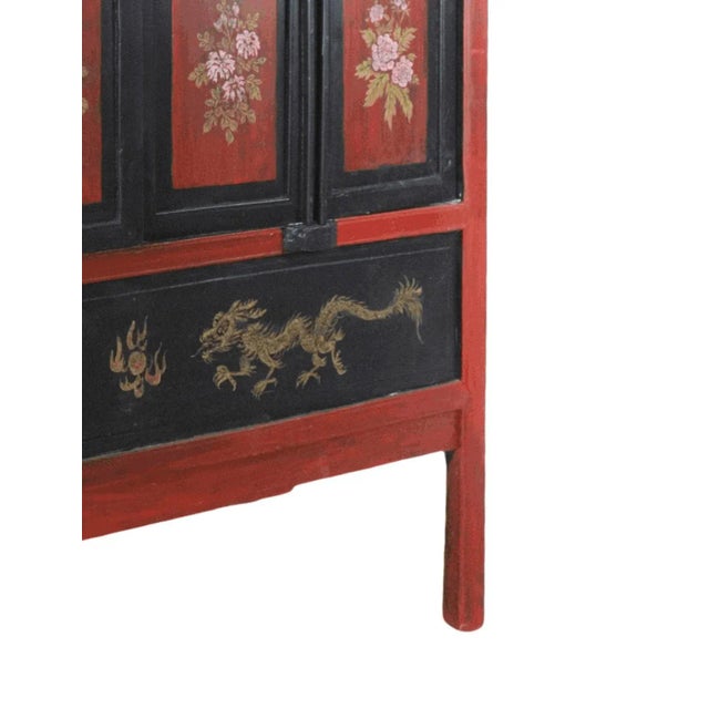 Painted and Carved Antique Style Chinese Cabinets For Sale - Image 9 of 11