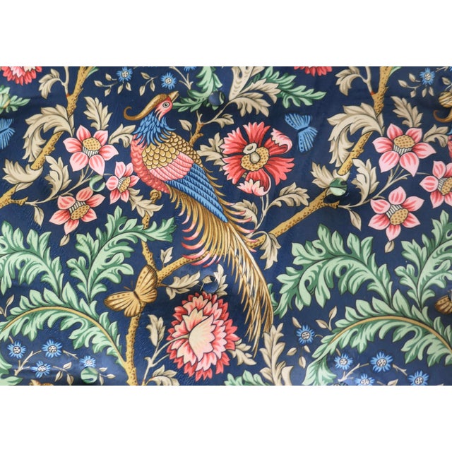 Window Stool Upholstered in Navy Liberty William Morris Velvet This is a charming stool it has a beautifully carved Apron...