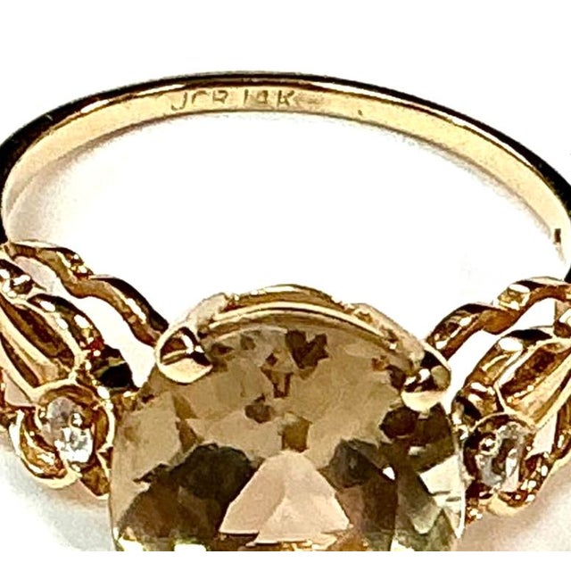 Metal Quartz and Diamond 14k Yellow Gold Ring For Sale - Image 7 of 8