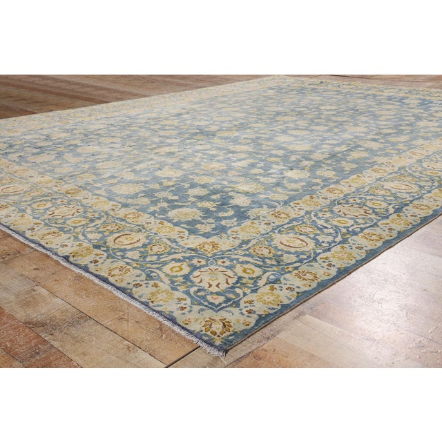 Cerulean Antique Persian Kashan Rug, 09'09 X 12'10 For Sale - Image 8 of 10