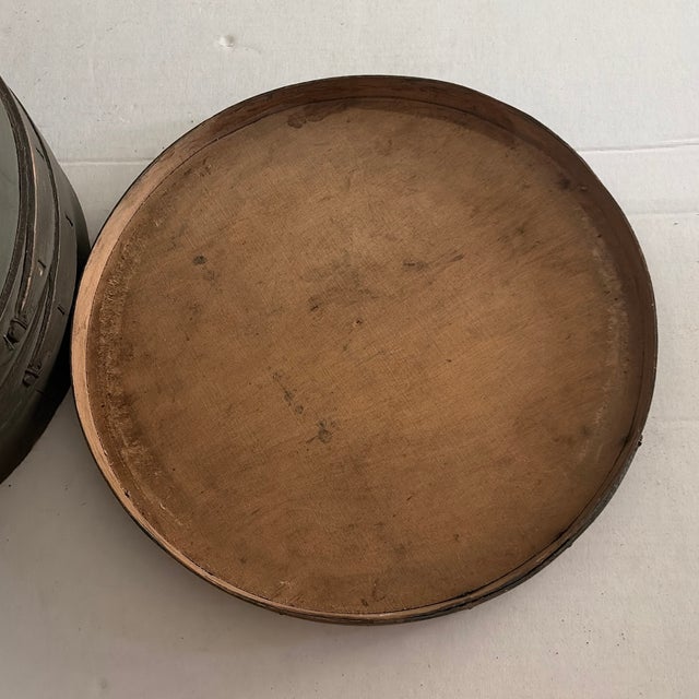 Muted Green Antique Firkin Storage Box W/Lid For Sale - Image 9 of 10