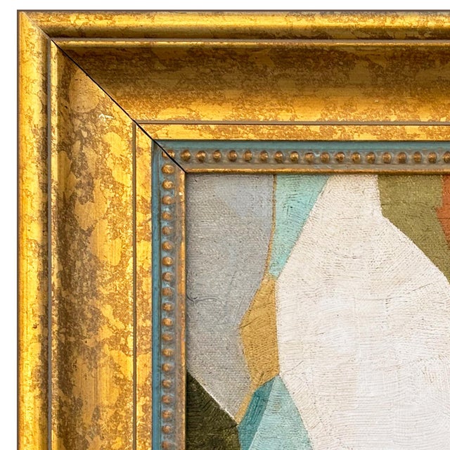 Various Artists Contemporary Warm Abstract Oil Painting in Vintage Gold Frame For Sale - Image 4 of 6