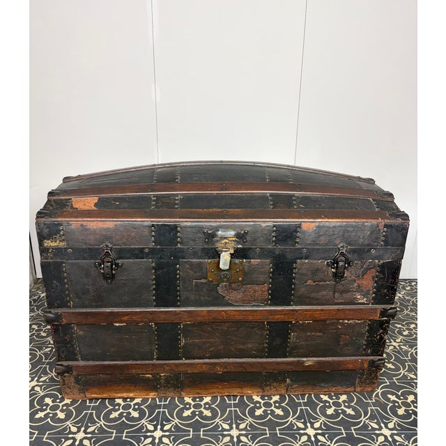 Antique Victorian Barrel Dome Trunk, 19th Century For Sale - Image 4 of 15