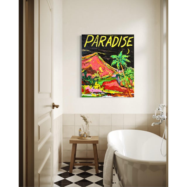 Textile Paradise, Contemporary Oil Landscape Text Painting by Matt Higgins For Sale - Image 7 of 8