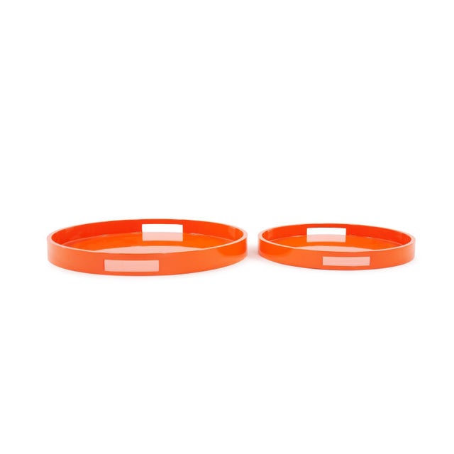 Contemporary Saint Tropez Round Tray Set of 2 - Orange For Sale - Image 3 of 10