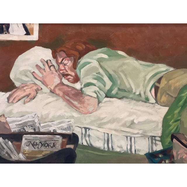 1972 Vintage O/C Sleeping Man Painting Available for sale: painting depicting a sleeping man, great details and...