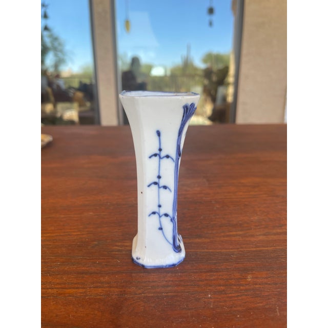 Folk Art 1970s Delft Blue Sailing Boat Dutch Bud Vase For Sale - Image 3 of 7