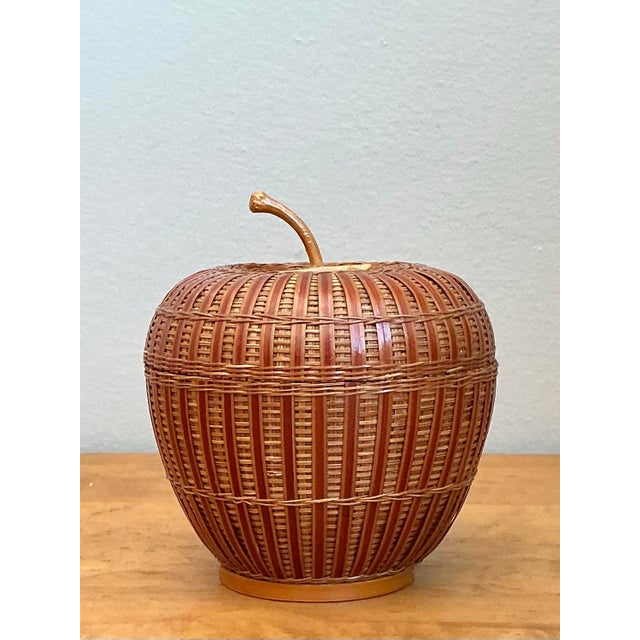Sienna Vintage Shanghai Weave Rattan Lidded Apple For Sale - Image 8 of 12